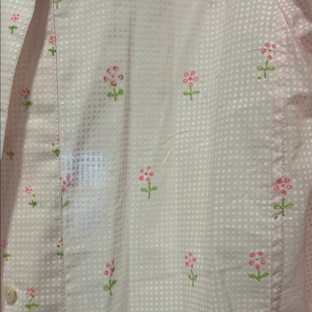 Pink Floral Ruffle Button-Up Shirt - - Picture 4 of 4